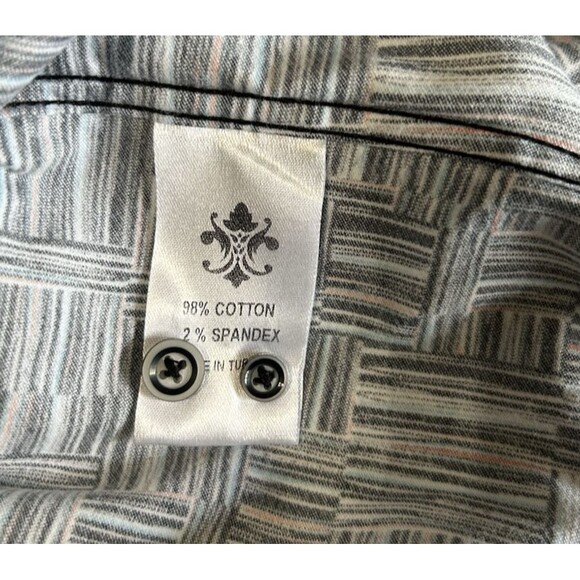 Visconte Black Mens Geo Multi Stretch Cotton Button Up Long Sleeves Shirts Sz S - Picture 7 of 7